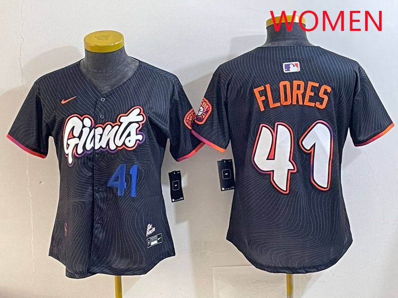Women San Francisco Giants 41 Flores Black Joint Name 2025 Nike MLB Jersey style 2